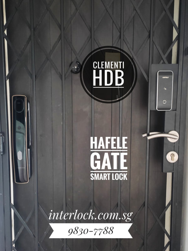 Hafele GL-5600 Gate Smart Lock at Clementi HDB - front view - Interlock Singapore