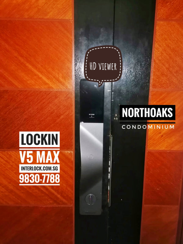 Lockin V5 Max Palm Vein Recognition Door Lock at Northoaks rear view Interlock Singapore