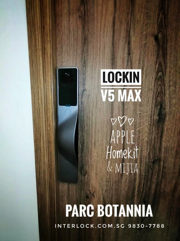 Lockin V5 Max Palm Vein Recognition Door Lock at Parc Botannia front view Interlock Singapore