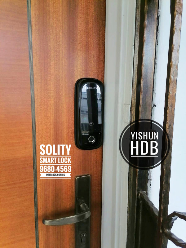 Solity GA-65B Smart Door Lock at Yishun HDB door in Singapore - Interlock