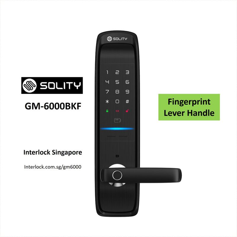 Solity GM-6000BKF Lever Handle Smart Lock Interlock Singapore in black color
