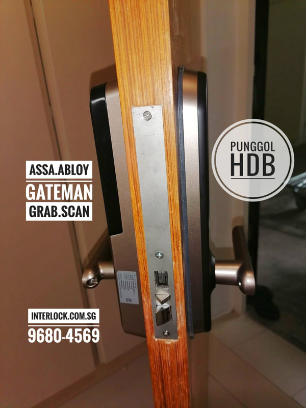 Assa Abloy Gateman Grab-Scan on Punggol HDB door in Singapore side view