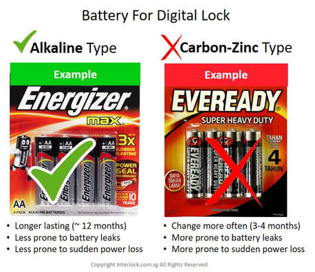 Recommended batteries for digital door smart locks in Singapore.Picture