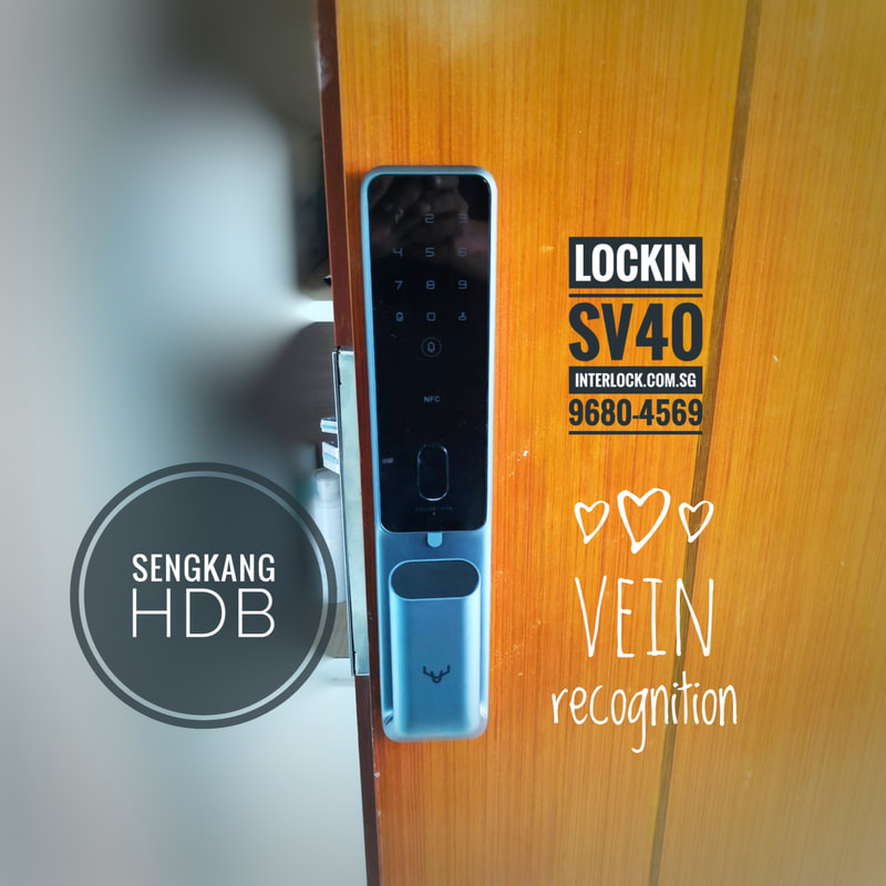 Lockin SV40 Finger Vein Recognition at Sengkang HDB front view in Singapore Interlock