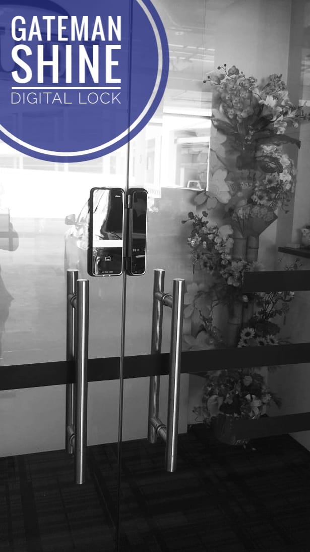 Assa Abloy Shine digital lock for glass swing door at a commercial property office door