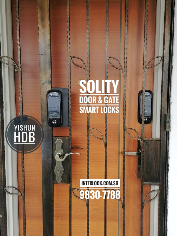 Solity GD-65B Smart Gate Lock and Solity GA-65B smart door lock bundle at Yishun HDB Interlock Singapore 