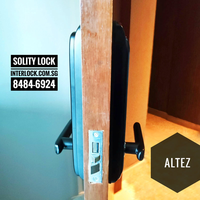 Solity GM-6000 smart lock at Kovan Residences replace not repair iRevo Gateman V100-H  Interlock Singapore - side view