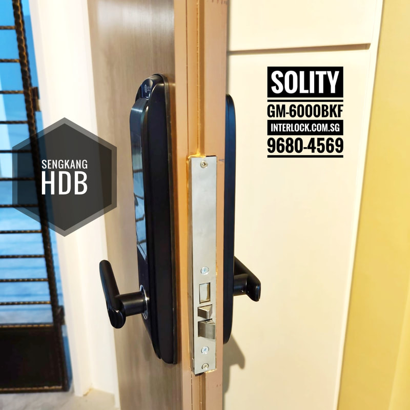 Solity GM-6000 smart lock at Sengkang HDB Interlock Singapore - side view