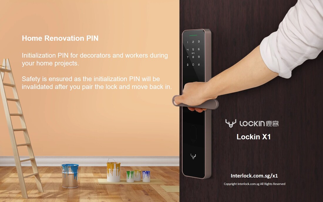 Lockin X1 Fingerprint Smart Lock from Interlock Singapore - Home renovation pin