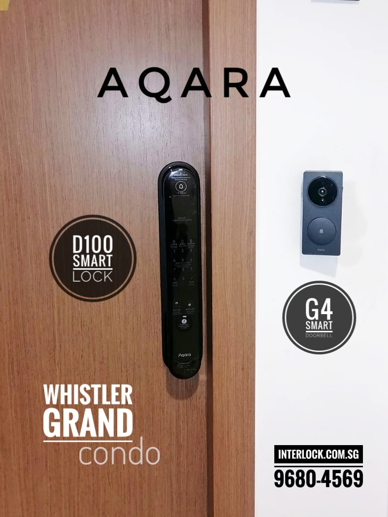 Aqara D100 smart lock at Whistler Grand condo from Interlock Singapore front view
