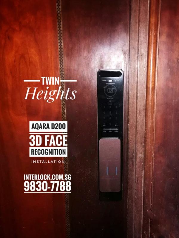 Aqara D200 3D Face Recognition Smart Lock at Twin Heights condo- front view - Interlock Singapore