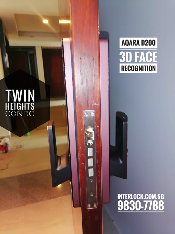 Aqara D200 3D Face Recognition Smart Lock at Twin Heights condo- side view - Interlock Singapore