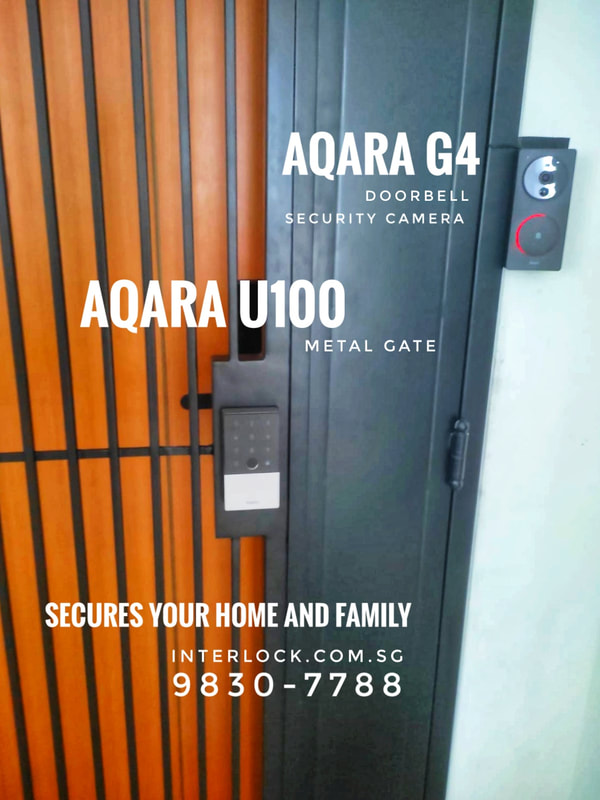 Aqara U100 on HDB Sengkang metal gate by Interlock Singapore