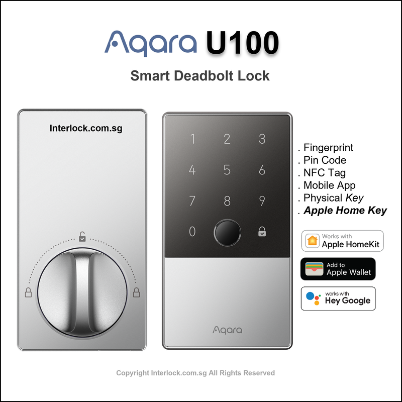 Aqara U100 Smart Deadbolt lock in Singapore Authorised Reseller.