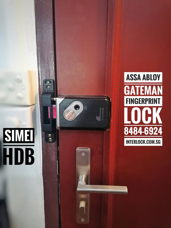 Assa Abloy Gateman Fingus digital lock at Simei HDB door rear