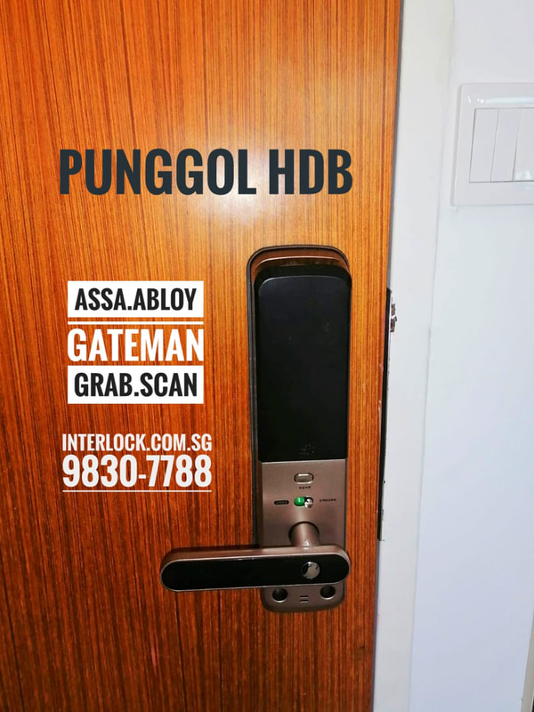 Assa Abloy Gateman Grab-Scan on Punggol HDB door in Singapore rear view