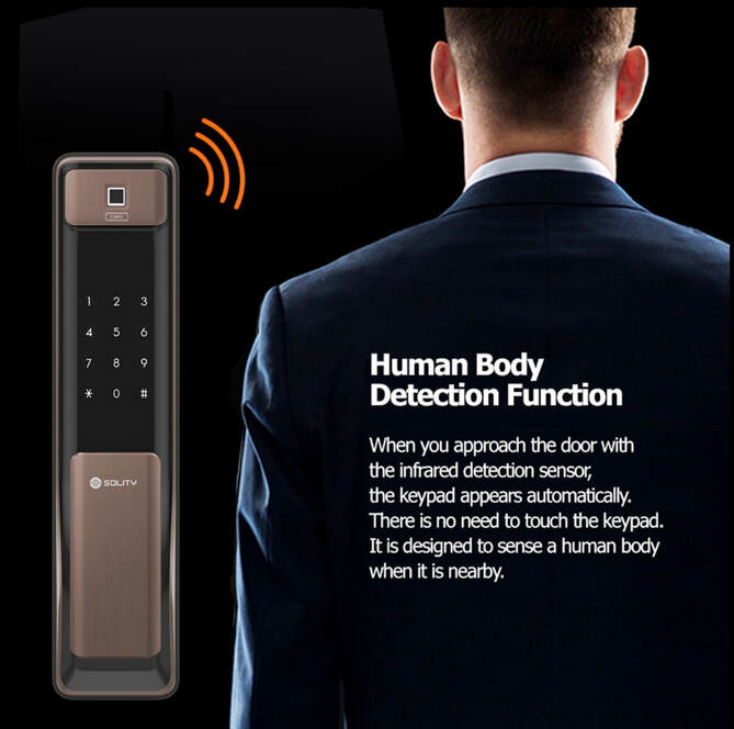 Solity Smart Lock GSP-2000BKF Human proximity detection and auto-lit keypad
