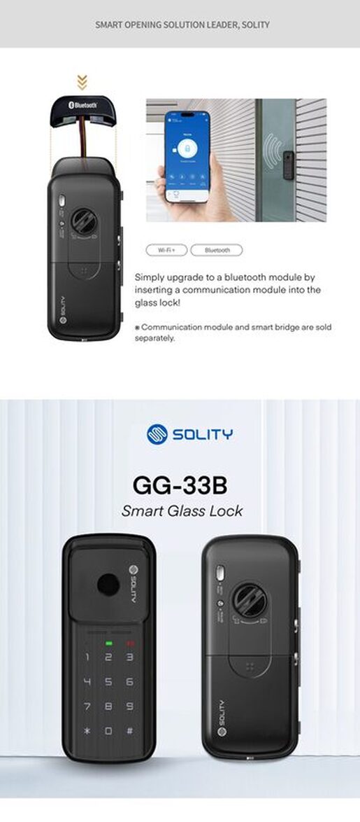 Solity GG-33B Glass door smart lock Interlock Singapore