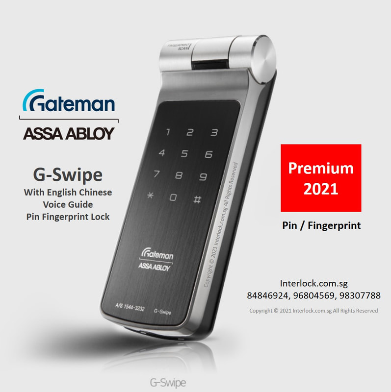 Digital smart lock for slide open or sliding wood door, slide open or sliding aluminium casement door. Interlock Singapore. Use Assa Abloy G-Swipe and or G-Touch. 
