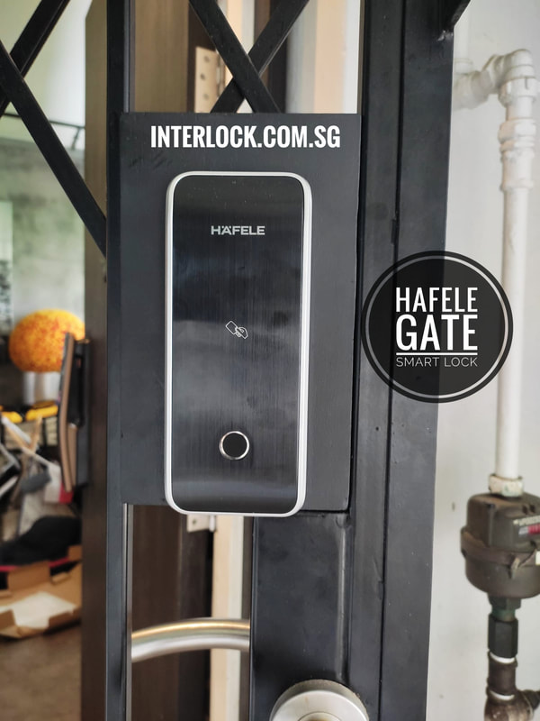 Hafele GL-5600 Gate Smart Lock at Clementi HDB - front view - Interlock Singapore