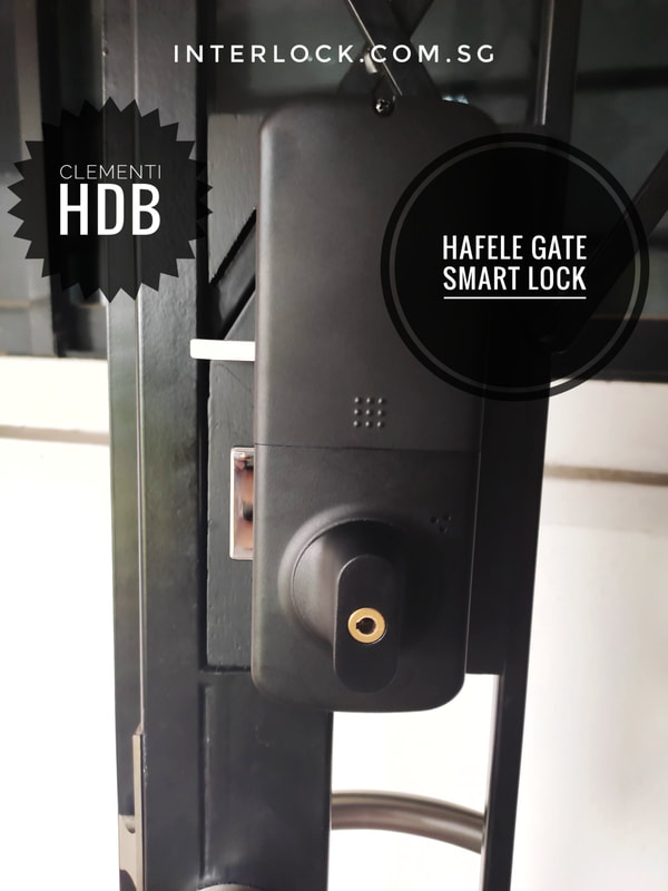 Hafele GL-5600 Gate Smart Lock at Clementi HDB - rear view - Interlock Singapore