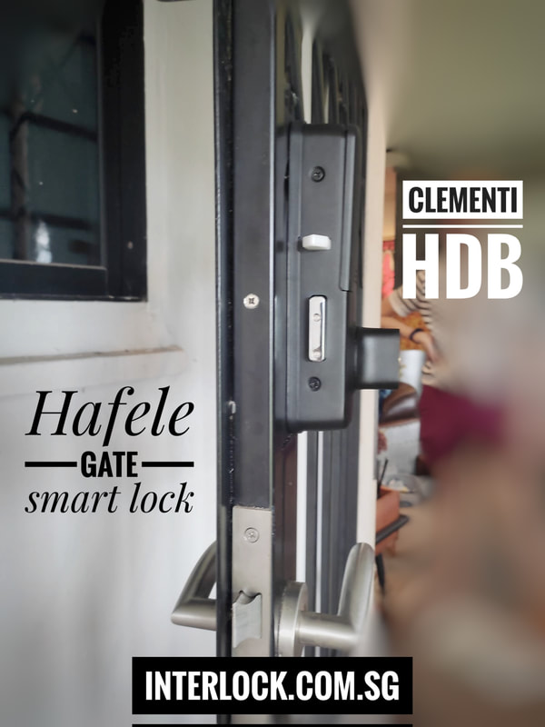 Hafele GL-5600 Gate Smart Lock at Clementi HDB - side view - Interlock Singapore