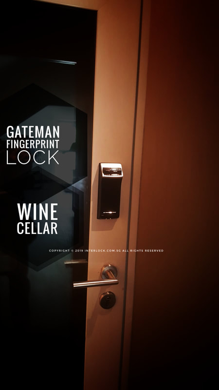 Assa Abloy Gateman Fingus digital lock at wine cellar door