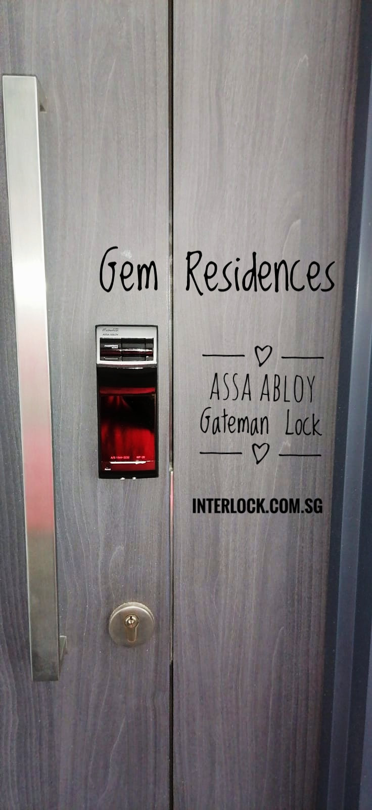 Assa Abloy Gateman Fingus digital lock at Gem Residences door