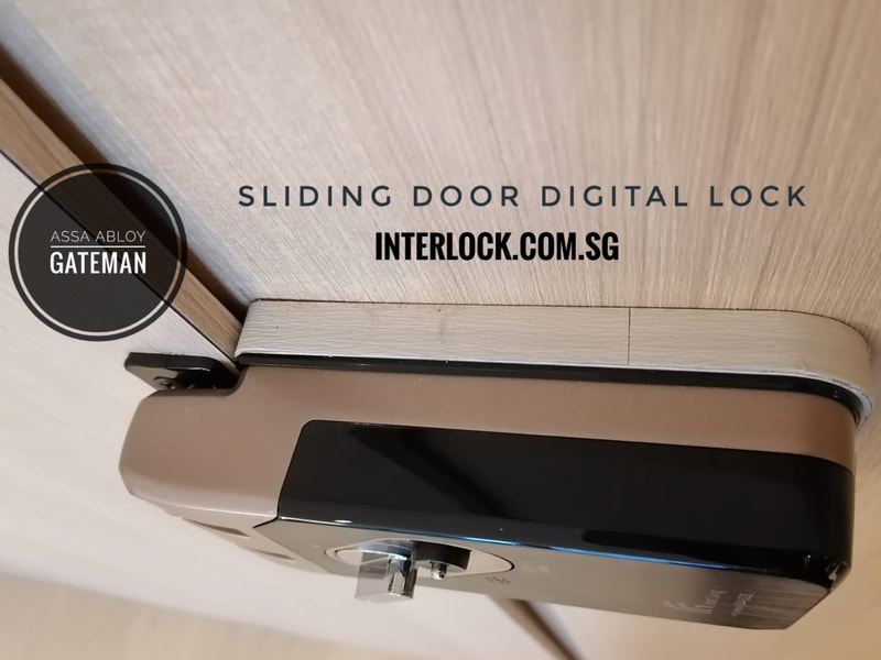 Digital smart lock for slide open or sliding wood door, slide open or sliding aluminium casement door. Interlock Singapore. Use Assa Abloy G-Swipe and or G-Touch.