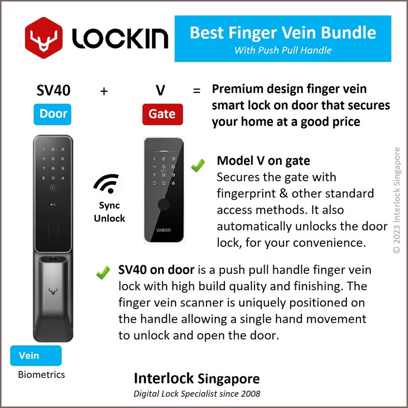 Lockin SV40 Smart Door Lock and Model V Smart Gate Digital Lock Bundle from Interlock Singapore