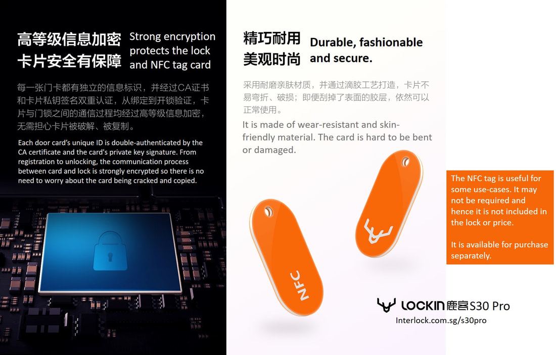 Singapore Smart Lock Lockin S30 Pro Supports Xiaomi Mijia Smart Lock Optional NFC Tag