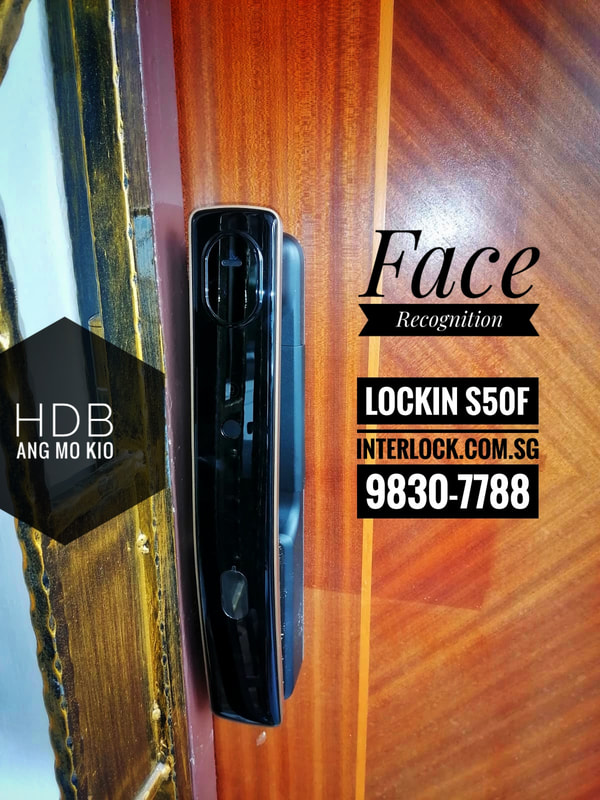 Lockin S50F Face Recognition Smart Lock at Ang Mo Kio HDB Interlock Singapore - Front view