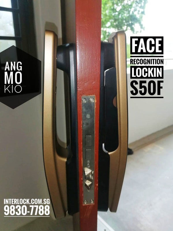 Lockin S50F Face Recognition Smart Lock at Ang Mo Kio HDB Interlock Singapore - Side view