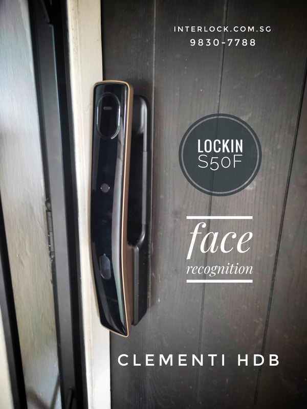 Lockin S50F Face Recognition Smart Lock at Clementi HDB Interlock Singapore front view