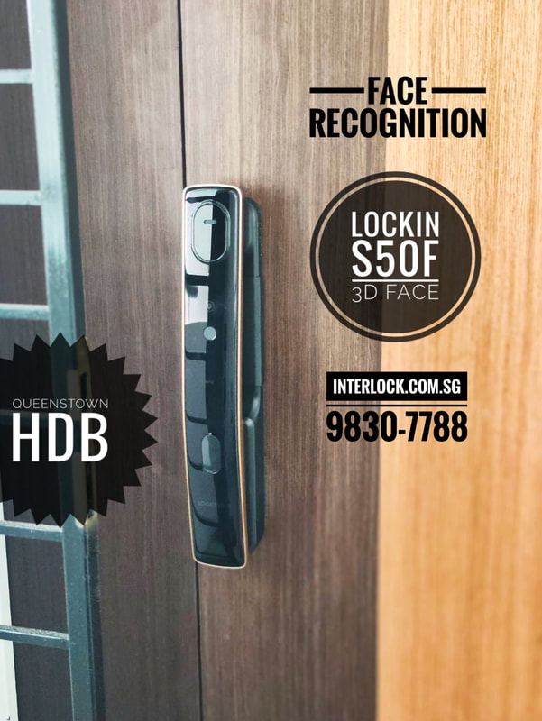 Lockin S50F Face Recognition Smart Lock at Queenstown HDB Interlock Singapore - Front View