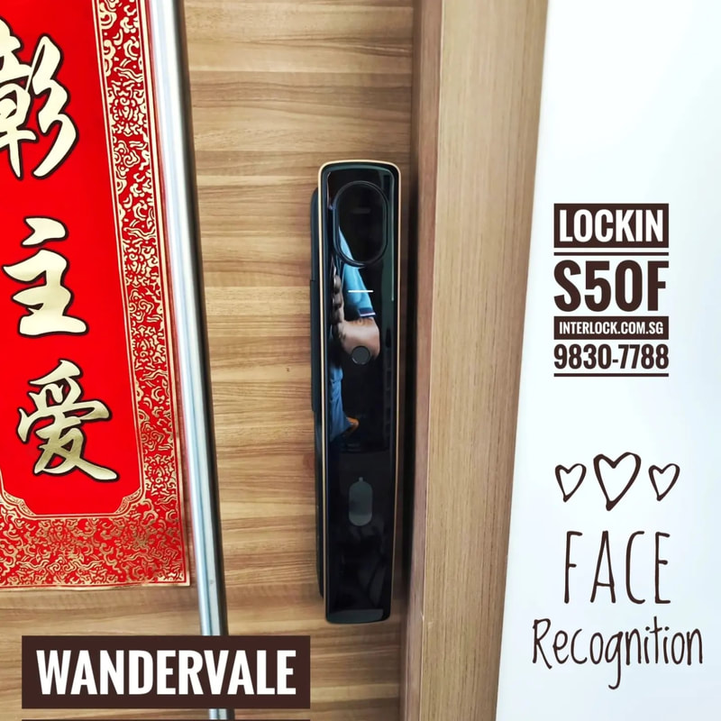 Lockin S50F Face Recognition Smart Lock at Wandervale condo Interlock Singapore - front view