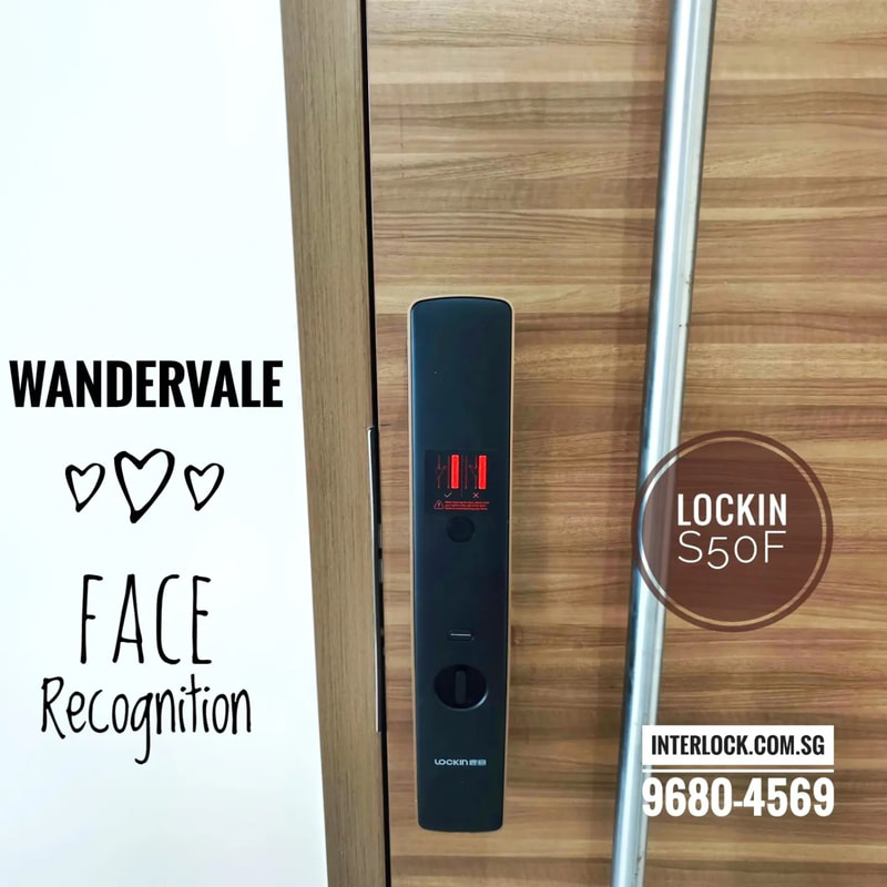 Lockin S50F Face Recognition Smart Lock at Wandervale condo Interlock Singapore - rear view