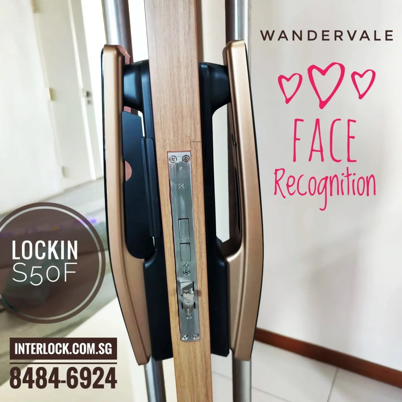 Lockin S50F Face Recognition Smart Lock at Wandervale condo Interlock Singapore - side view