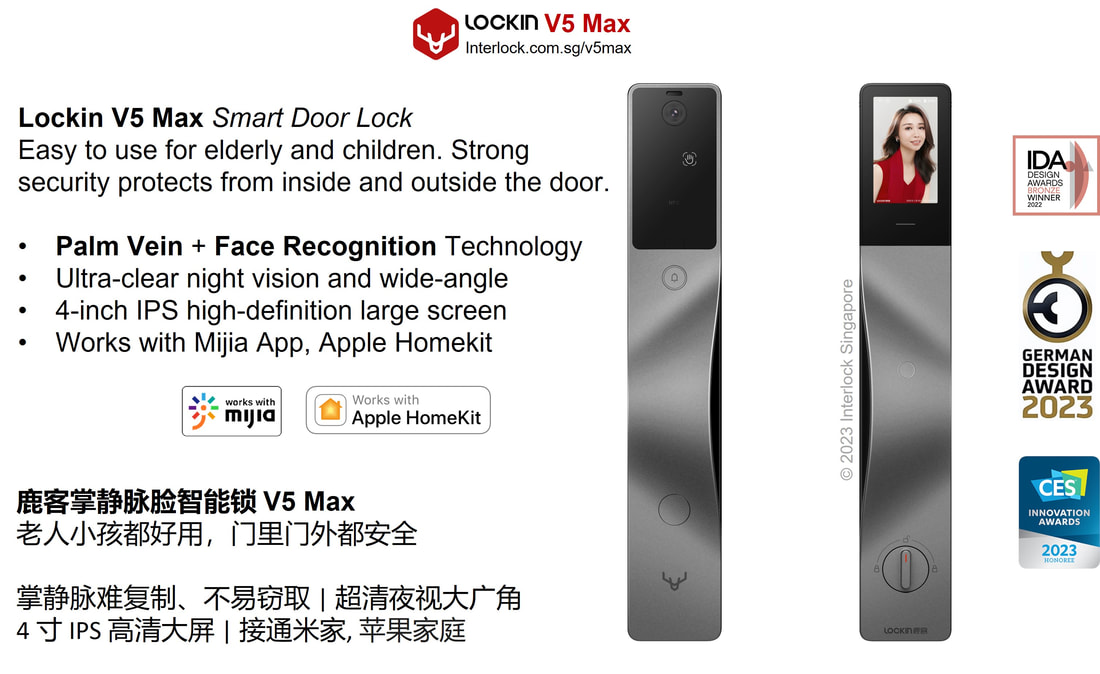 Lockin V5 Max Advanced Biometrics Smart Lock - Interlock Singapore