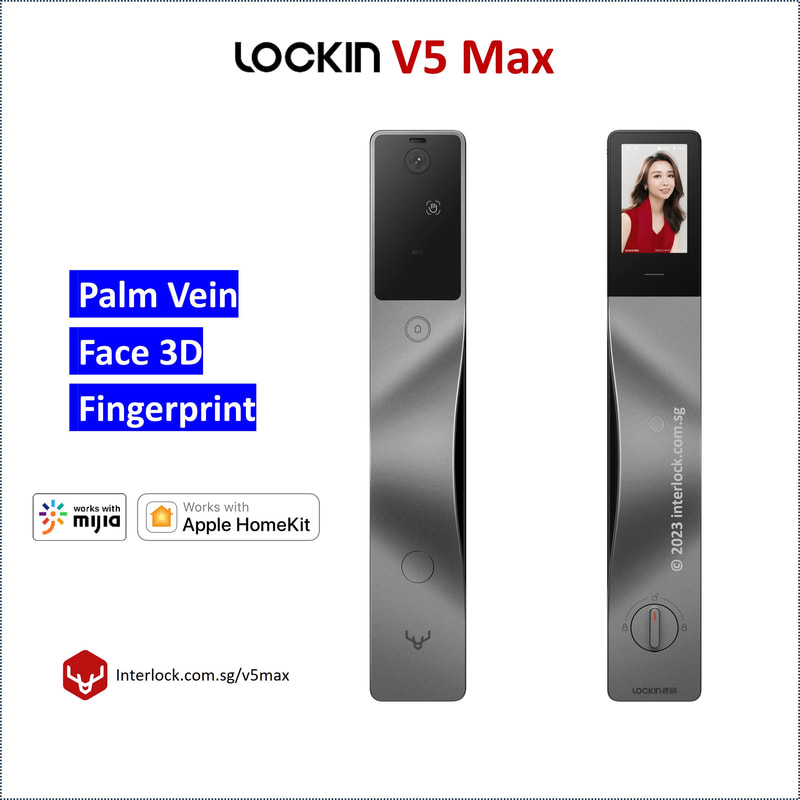 Lockin V5 Max Palm Vein and Face Recognition Smart Lock from Interlock Singapore