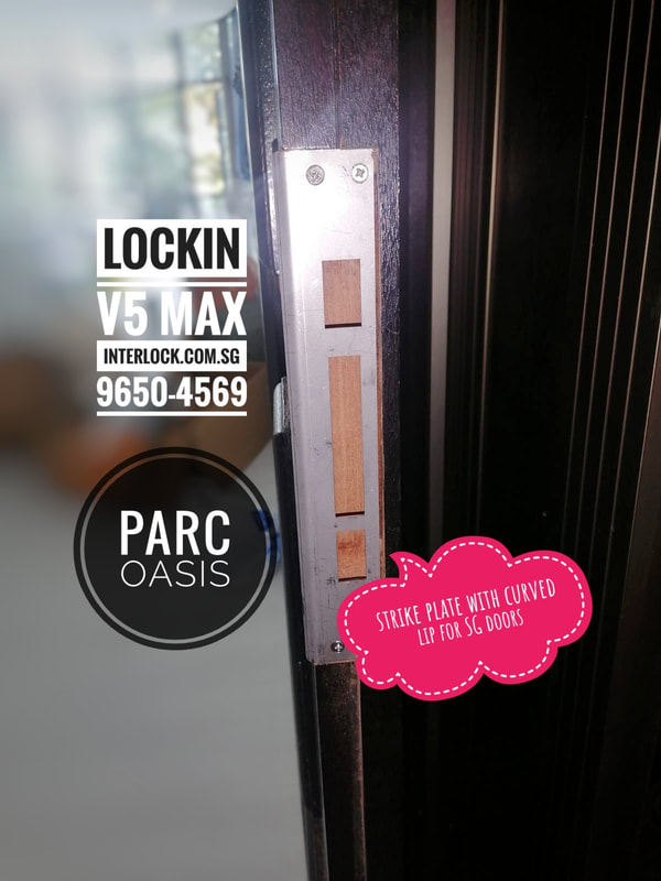 Lockin V5 Max Palm Vein Recognition at Parc Oasis condo from Interlock Singapore - strike plate view