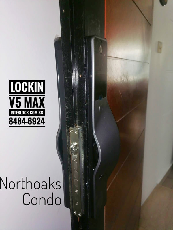 Lockin V5 Max Palm Vein Recognition Door Lock at Northoaks side view Interlock Singapore