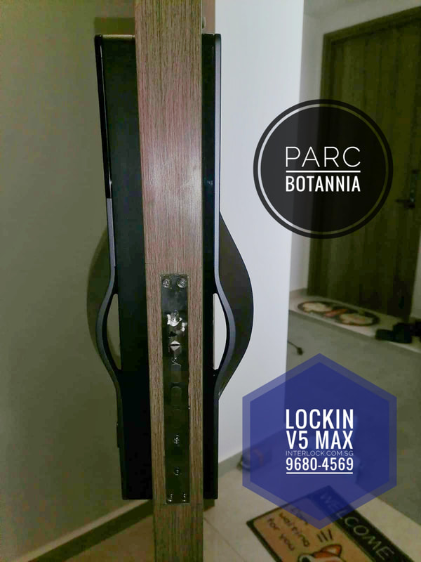 Lockin V5 Max Palm Vein Recognition Door Lock at Parc Botannia side view Interlock Singapore