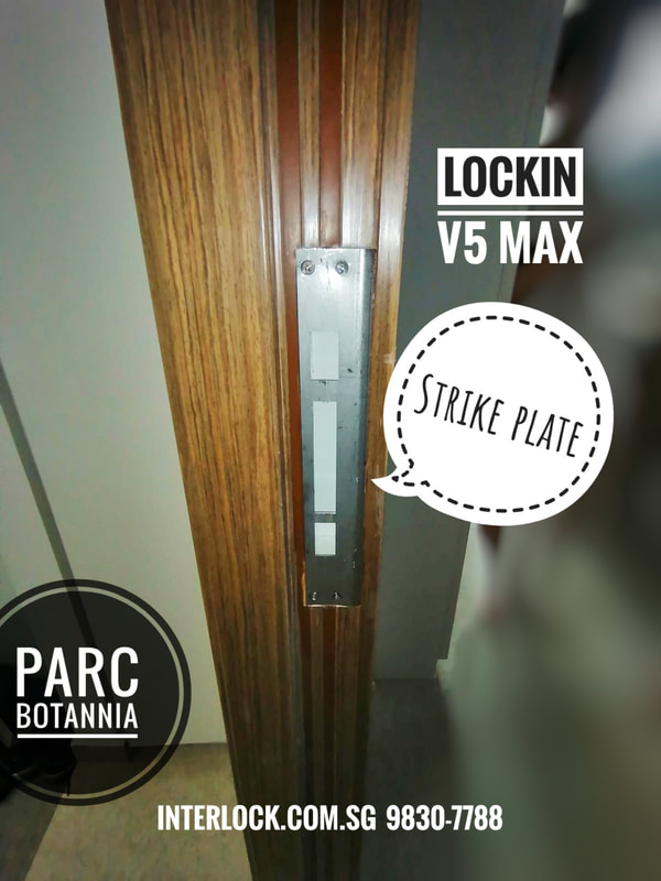 Lockin V5 Max Palm Vein Recognition Door Lock at Parc Botannia strike plate view Interlock Singapore
