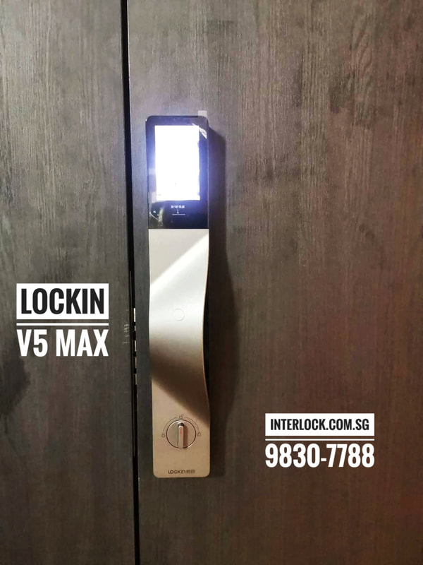 Lockin V5 Max Palm Vein Recognition Smart Lock. Interlock Singapore. 鹿客V5 Max掌心锁可视化猫眼