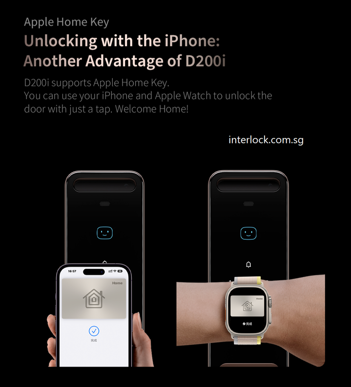 Aqara D200 D200i Smart Lock Using iPhone Apple Watch to unlock - Interlock Singapore