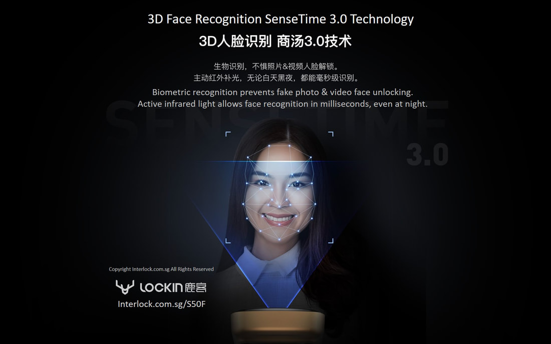 Lockin S50F 3D Face Recognition Smart Lock Secure and fast Biometrics from Interlock Singapore