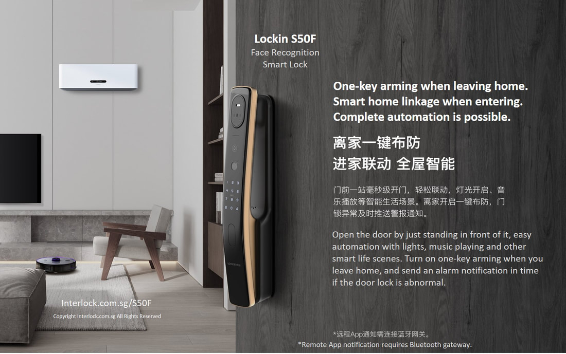 R11 Lockin S50F 3D Facial Recognition Smart Lock integrates with home automation on mijia platform from Interlock Singapore