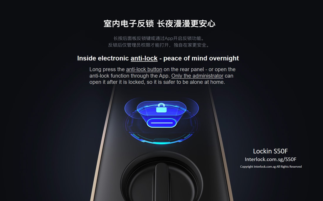 R12 Lockin S50F 3D Facial Recognition Smart Lock anti electronic unlock or double lock from Interlock Singapore