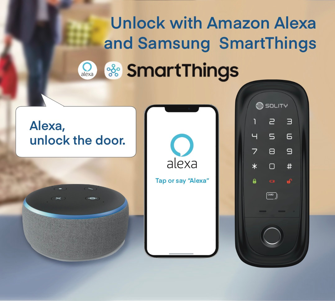 Solity GA-65B Rim Digital Door Lock supports both Amazon Alexa and Samsung SmartThings